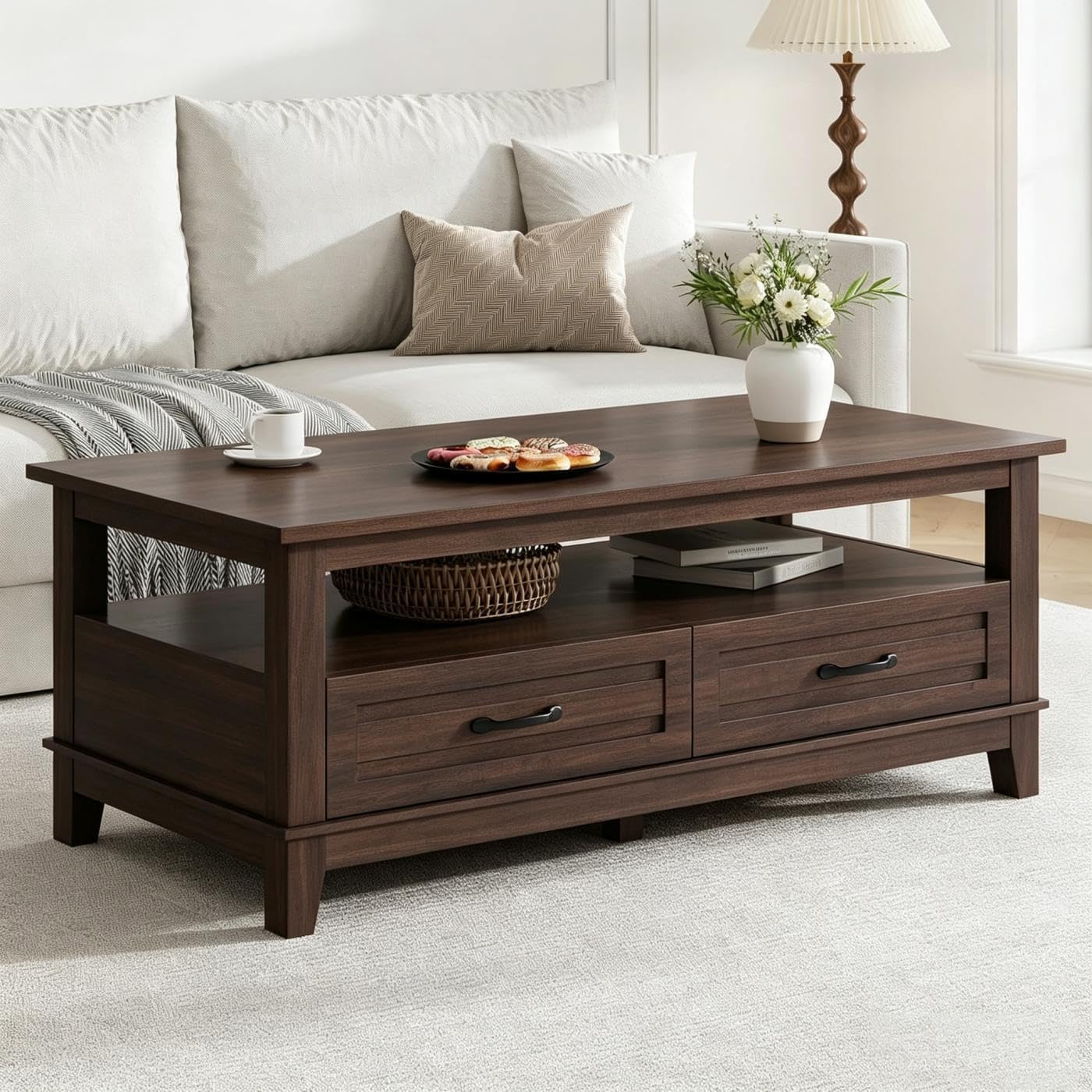 Coffee Tea Display - Table basse de style farmhouse avec
