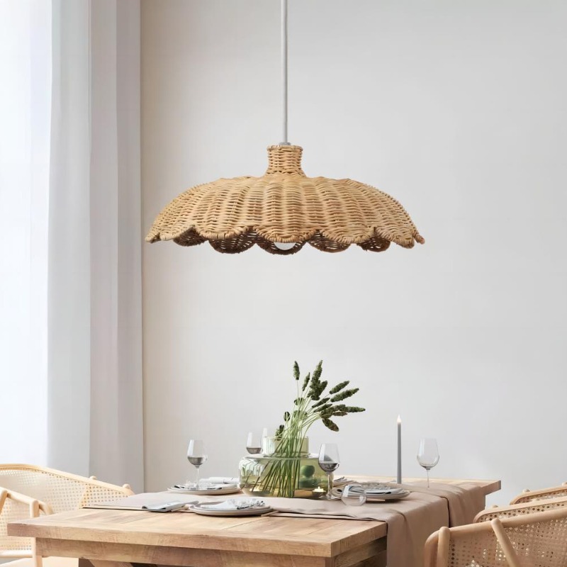 Switching Coffee To Tea - Lampe suspendue en rotin naturel rétro,