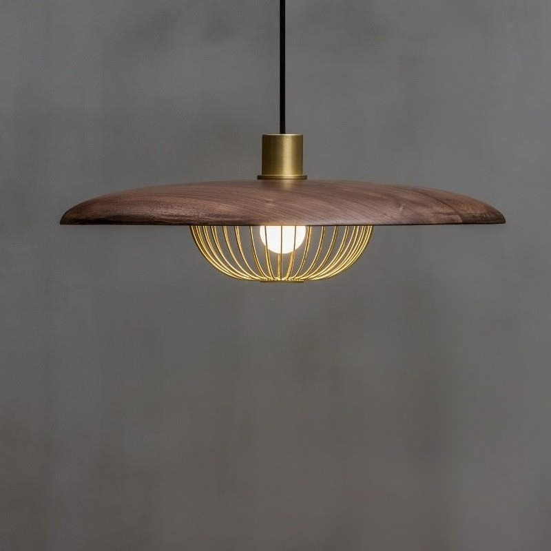 Switching Coffee To Tea - Lampe suspendue ronde en bois d'imitation,