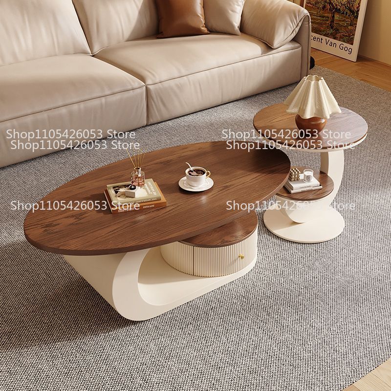 Table basse ovale en noyer de  - Coffee Tea Room avis et prix