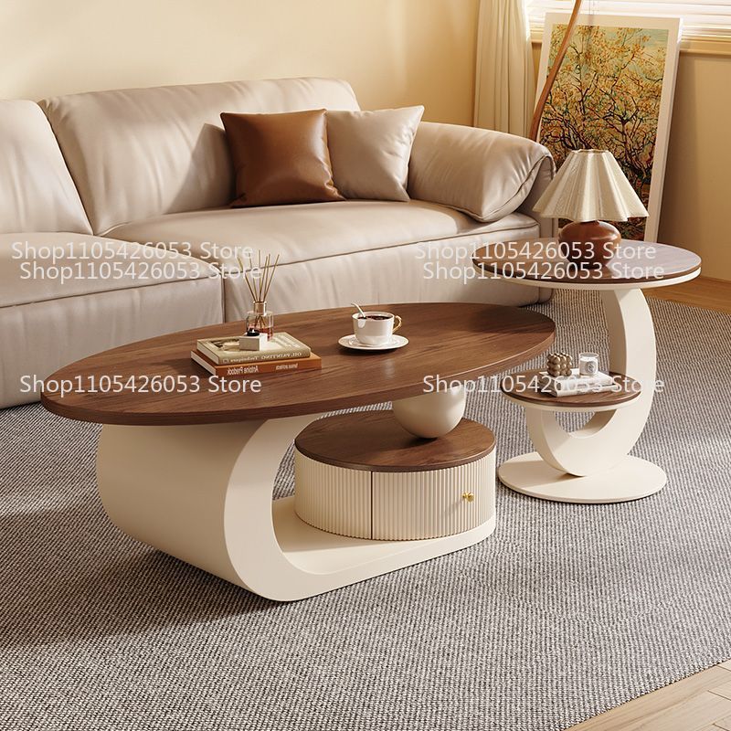 Table basse ovale en noyer de  - Coffee Tea Room avis et prix