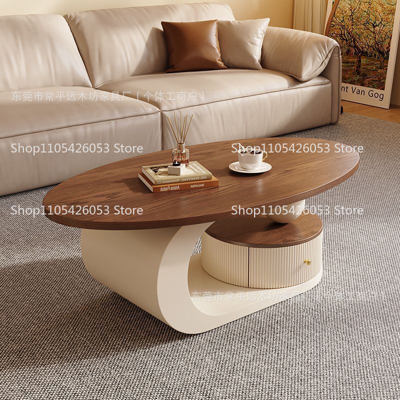 Table basse ovale en noyer de  - Coffee Tea Room avis et prix