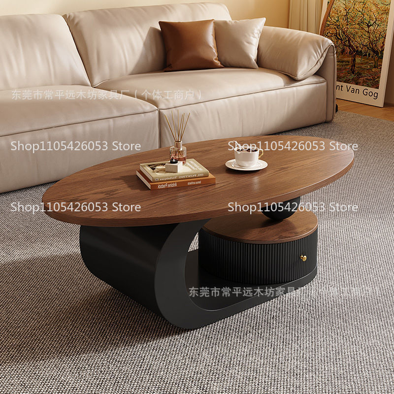 Table basse ovale en noyer de  - Coffee Tea Room avis et prix